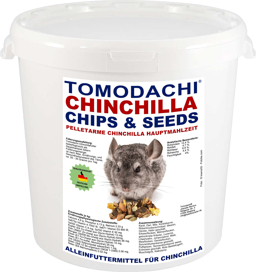 Chinchillafutter, Komplettnahrung Chinchilla - Tomodachi Chinchilla Futtermischung 10Liter