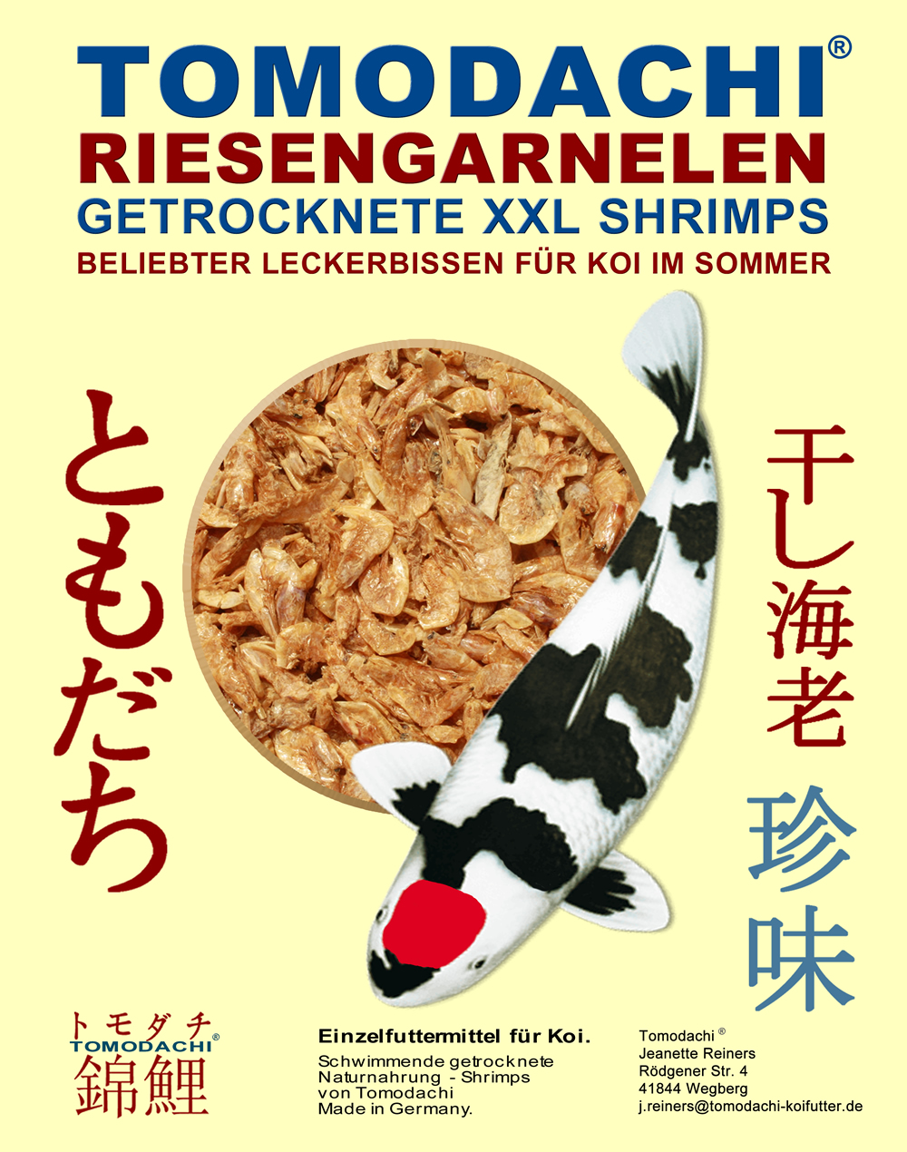 Sommerfutter Koi, Riesengarnelen, Koigambas, gesunder, leckerer Koisnack für den Sommer, 3L Eimer