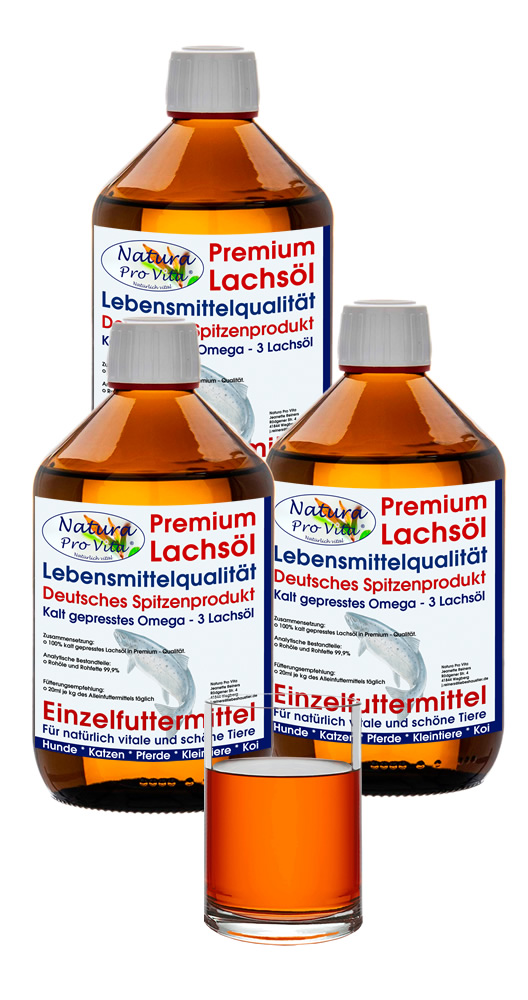 Lachsöl Koi, Lebensmittelqualität, Natura Pro Vita, gesunde Energie für Koi im Herbst u. Frühjahr 3L