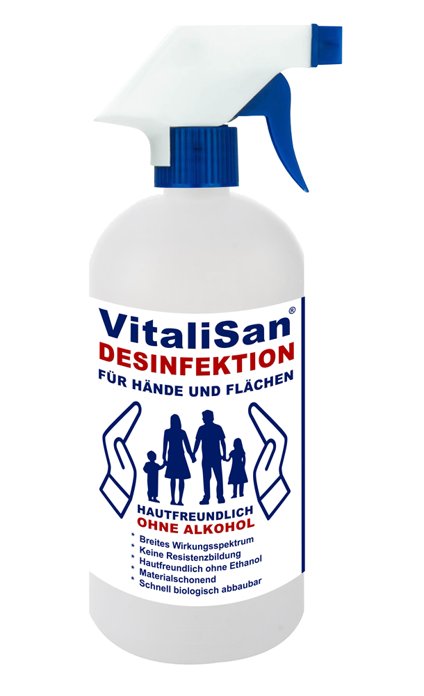 Handdesinfektion, Flächendesinfektion, Desinfektionsmittel  Viren, Bakterien, Pilze VitaliSan 1L