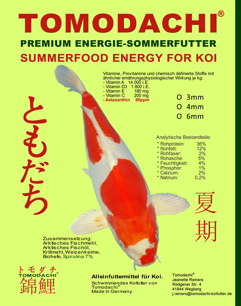 Energiefutter Koi im Sommer, Mega Wachstum, Farbfutter Spirulina, Astax 5kg 4mm