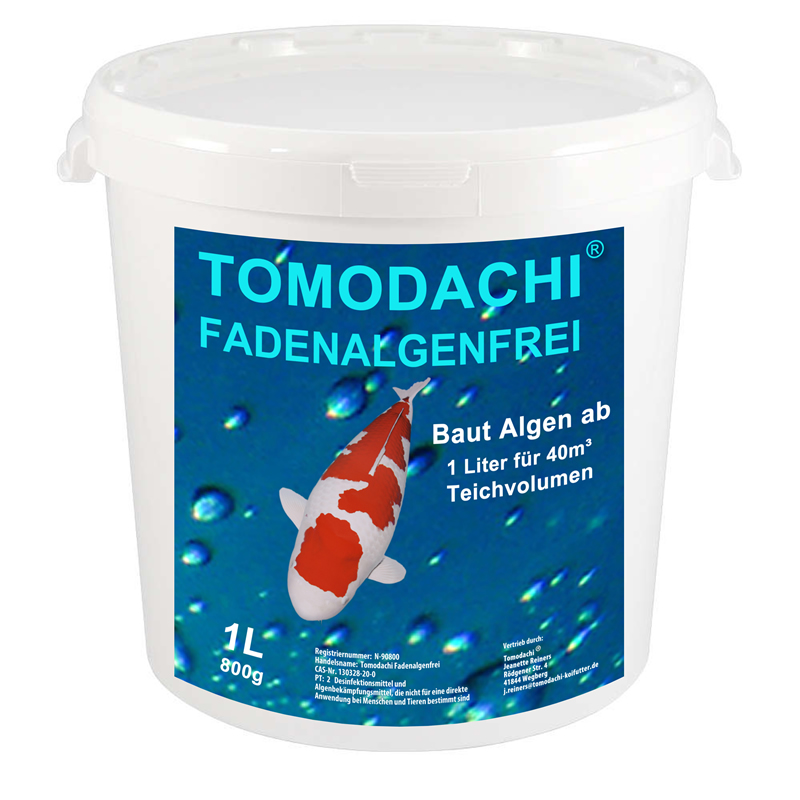 Fadenalgenvernichter Tomodachi Fadenalgenfrei  mineralisches Algenpulver 1L für 40m³ Teichwasser