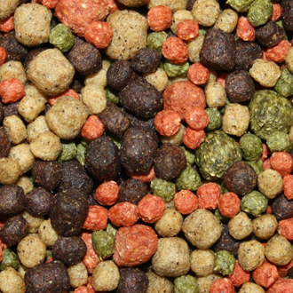 KoiMix, Teichmix, Koifuttermischung, 4color, rotgrünweißbraun, 3 + 5mm gemischt 2kg