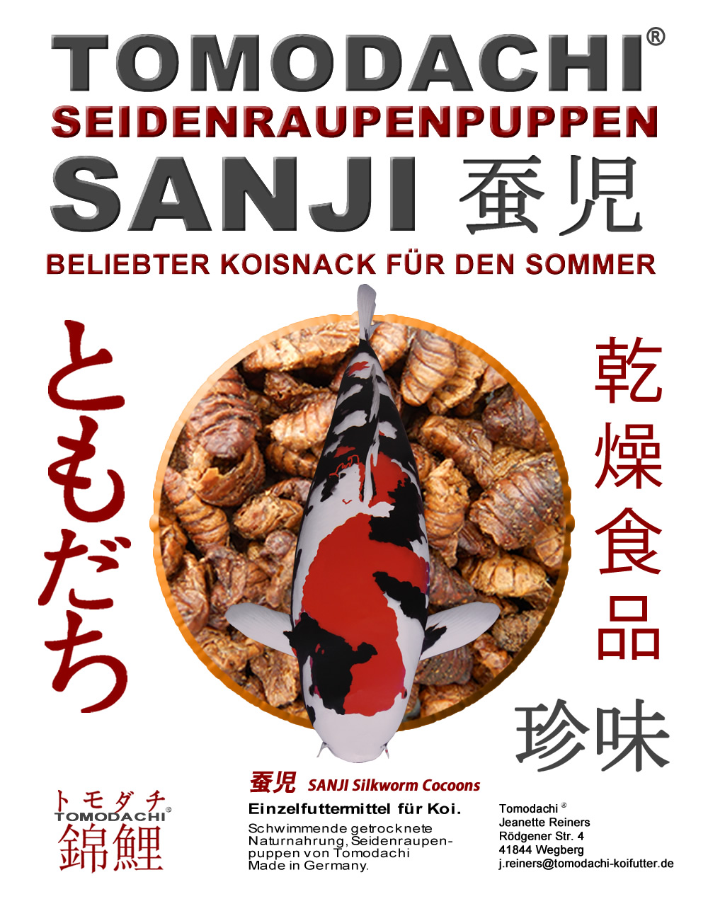 Seidenraupenpuppen für handzahme Koi - Handfütterung der Koi im Sommer, 5L Eimer