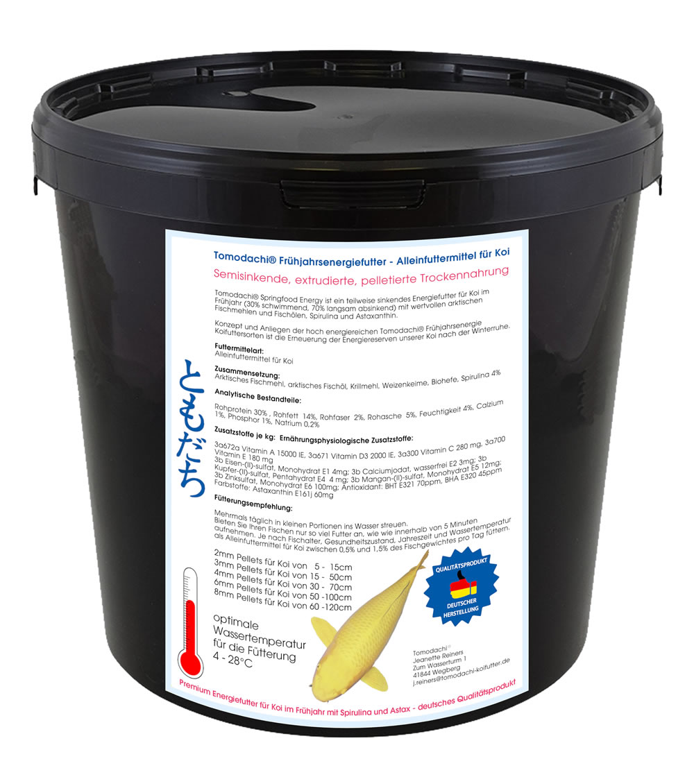 Frühjahrsfutter Koifutter energiereich teilsinkend hochverdaulich Spirulinafutter Koi 6mm 5kg Eimer