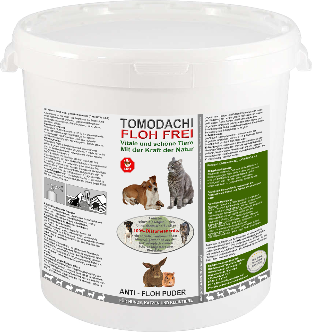 Flohmittel, Anti-Floh Puder, Flohpulver für Hunde, Katzen, Kieselgur, Kieselerde 10L