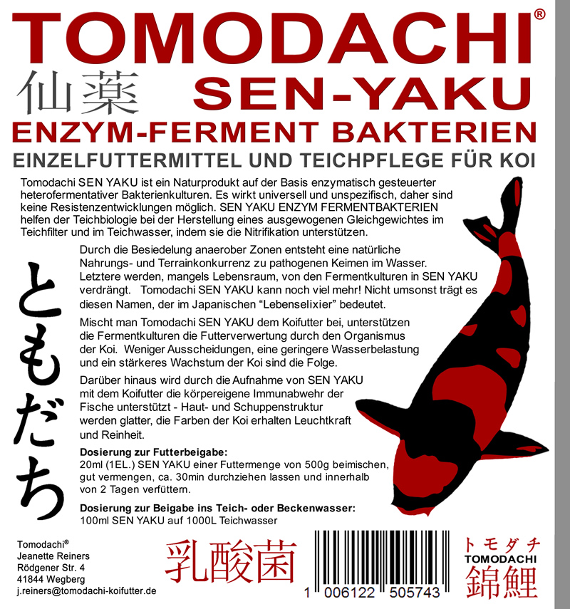 Tomodachi SEN-YAKU flüssige Bakterienkulturen für Koiteich und Koifutter  5L