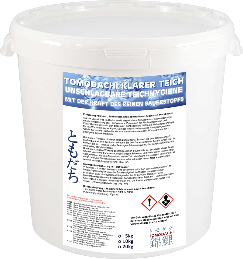 Tomodachi Klarer Teich, Teichhygiene, klares Wasser mit reinem Sauerstoff, 5kg Eimer