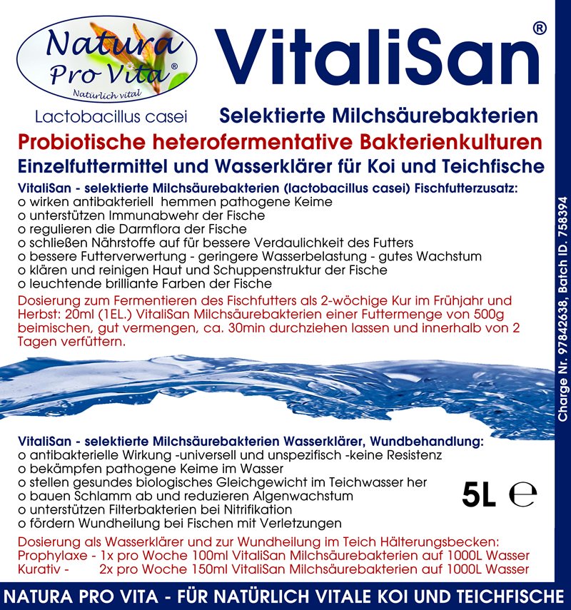 Koifutter Zusatz Milchsäurebakterien Futterverwertung Darmregulierung Hautklärer antibakteriell 15L
