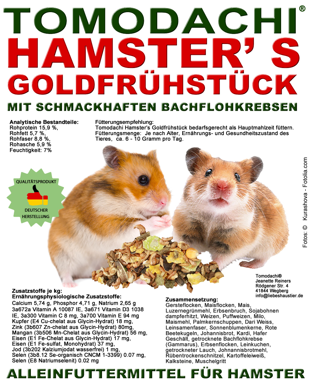 Hamsterfutter, Komplettnahrung mit tierischem Eiweiß, Tomodachi® Hamsterfutter 2kg