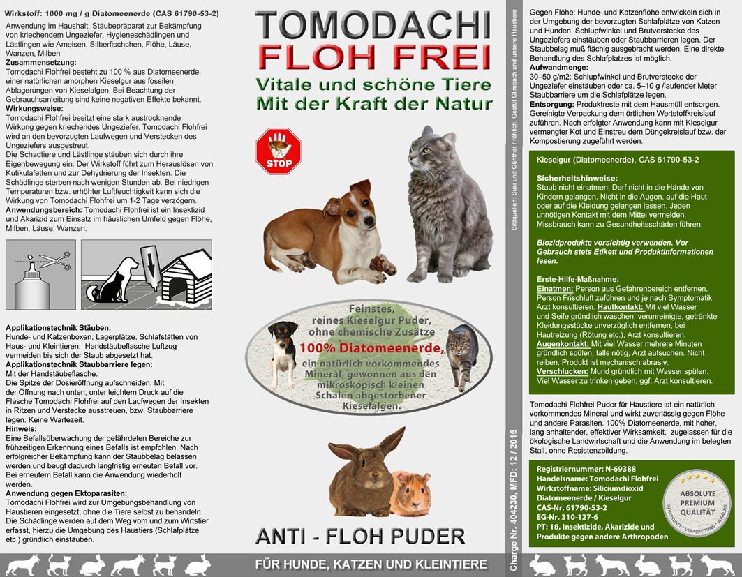 Kieselgur, Flohmittel, Anti-Floh Puder, Flohkiller Hund, Katze, Kieselerde 1kg