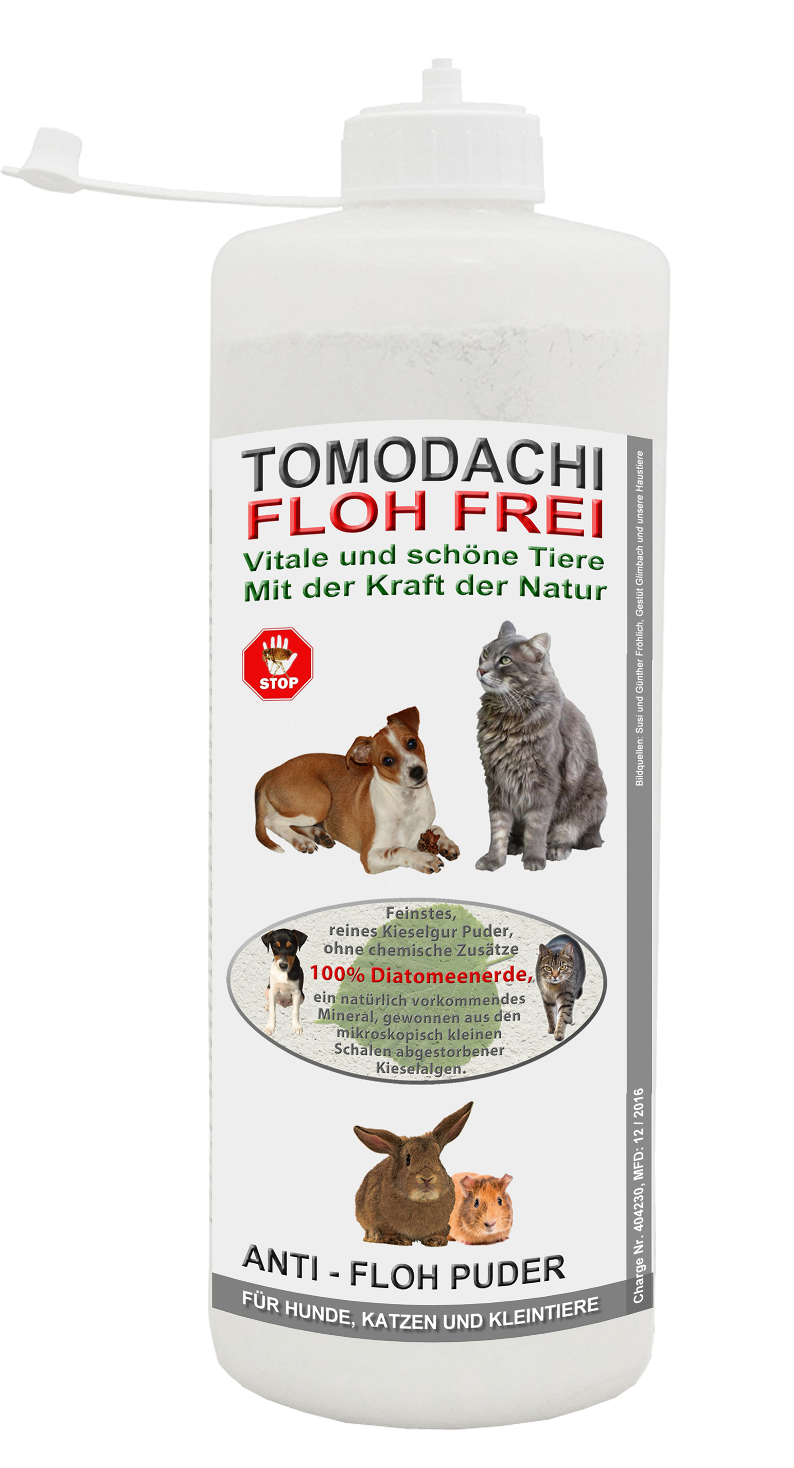 Flohkiller Hund, Katze, Kieselgur, Flohmittel 2kg + 100g Stäubeflasche
