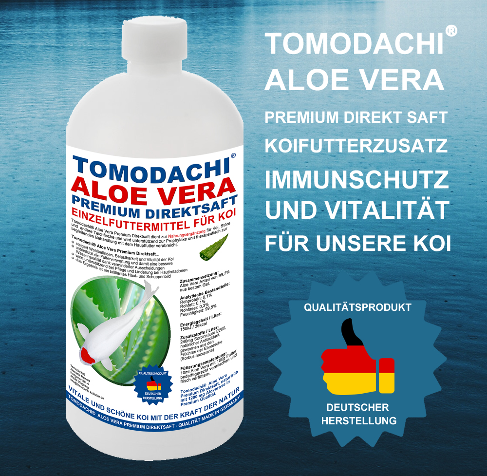 Aloe Vera Premium Direktsaft für Koi, Koifutterzusatz, Immunschutz, Stoffwechsel, Verdauung  1L