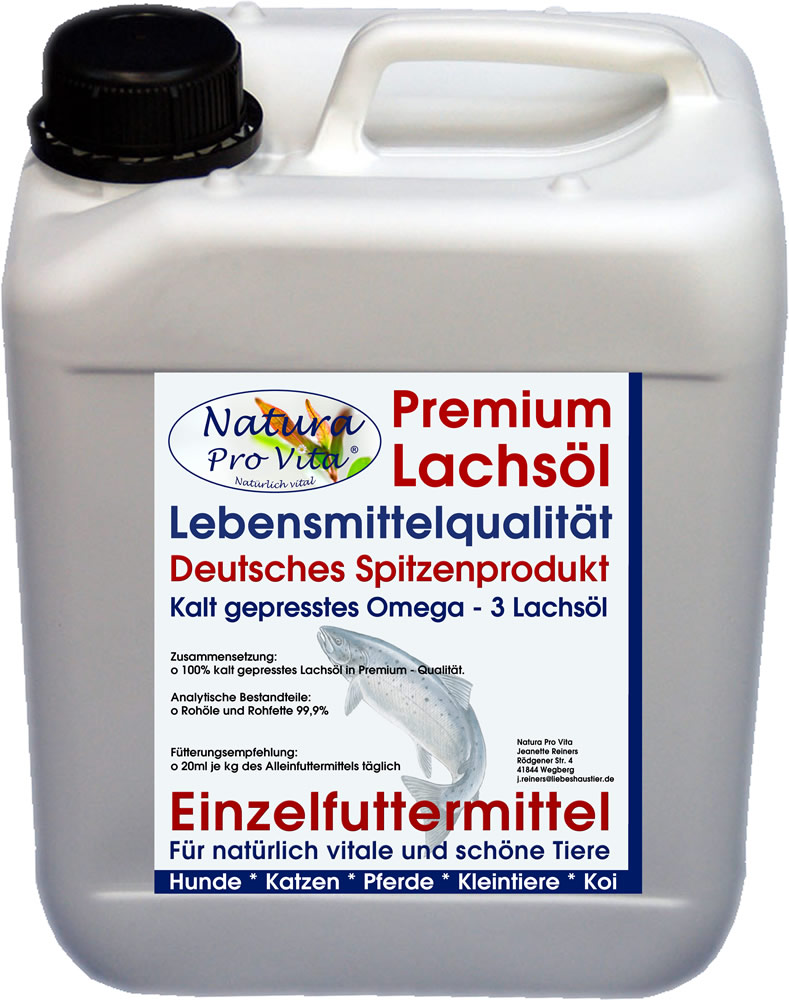 Lachsöl Koi, Lebensmittelqualität, kaltgepresst, gesunde Energie für Koi im Frühjahr und Herbst 1L