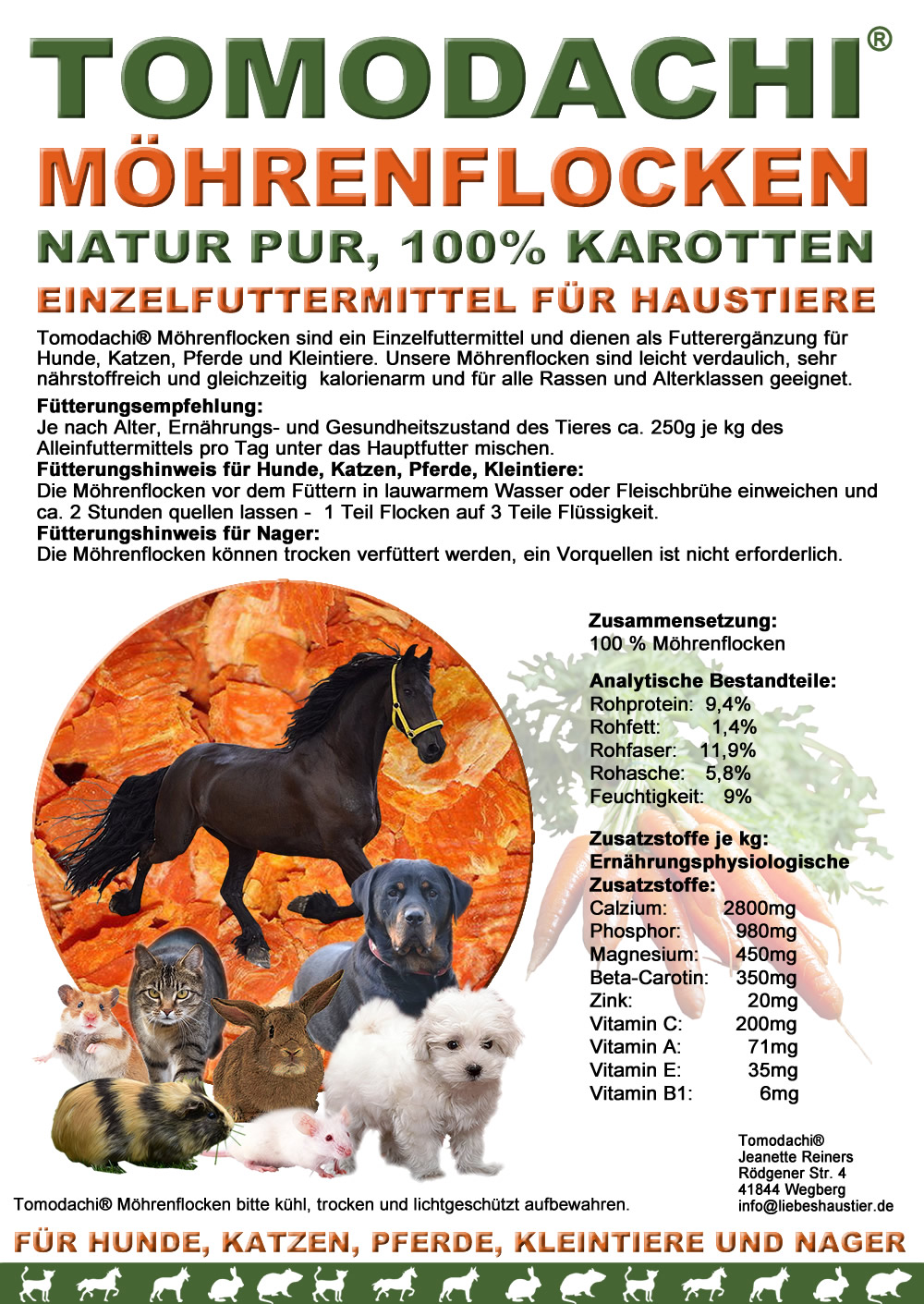 Möhrenflocken Nager, Karottenflocken Kaninchen, Stoffwechsel, Verdauung, Immunsystem 10kg