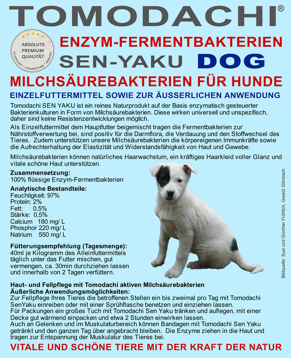 Milchsäurebakterien für Hunde, Verdauung, Haut und Fell, Futterzusatz 5L Kanister