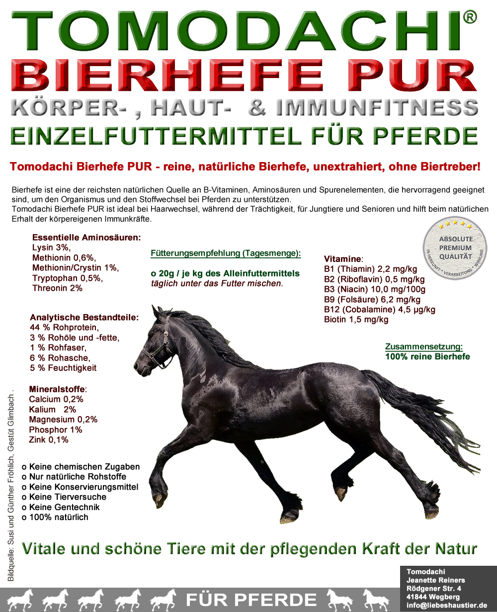 Bierhefe Pur, Nahrungsergänzung Pferd, 100% reine Bierhefe Huf, Haut, Haar  3kg
