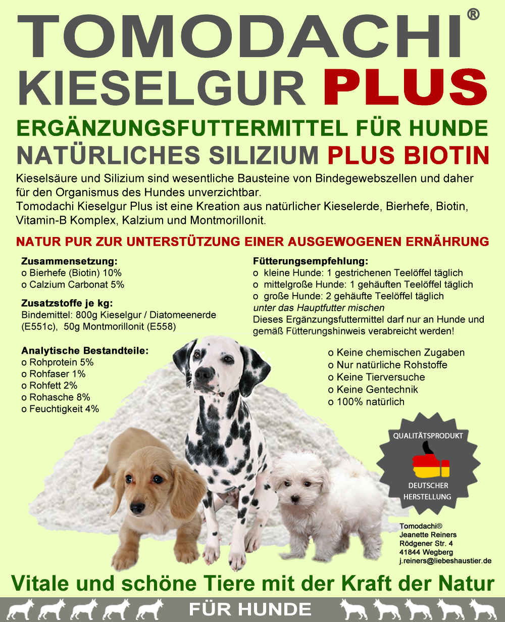 Futterzusatz Hund Kieselerde Plus Biotin Barf Ergänzung Hund reich an Silizium Biotin Mineralien 2L