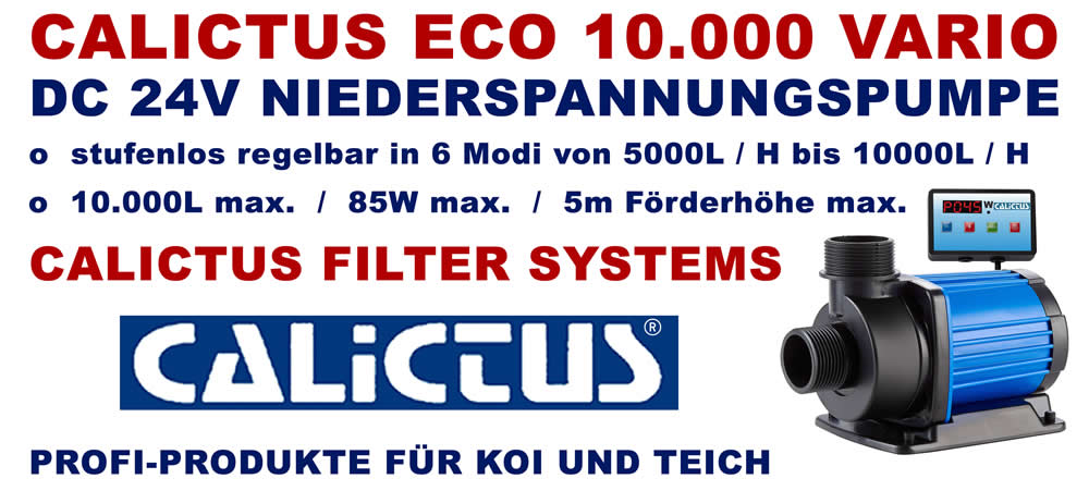 Schwimmteichpumpe Calictus ECO 10.000 Vario, stufenlos regelbar, 24V 85W 10000L/h  6-Pol Motor