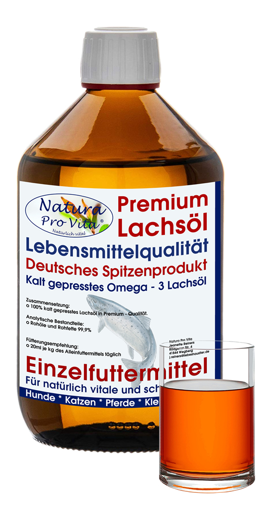 Lachsöl Koi, Lebensmittelqualität, kaltgepresst, gesunde Energie für Koi, Frühjahr und Herbst 500ml