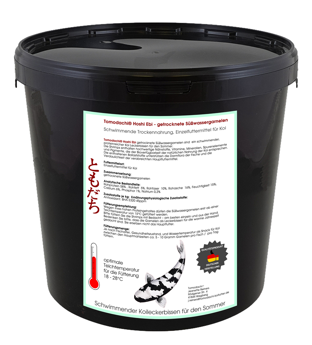 Süßwassergarnelen, Shrimps, Koisnack für den Sommer - gesund, beliebt und sehr lecker  5L Eimer