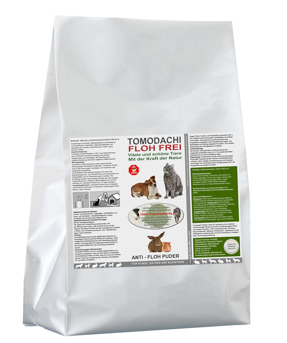 Kieselgur, Flohmittel, Anti-Floh Puder, Flohkiller Hund, Katze, Kieselerde 1kg