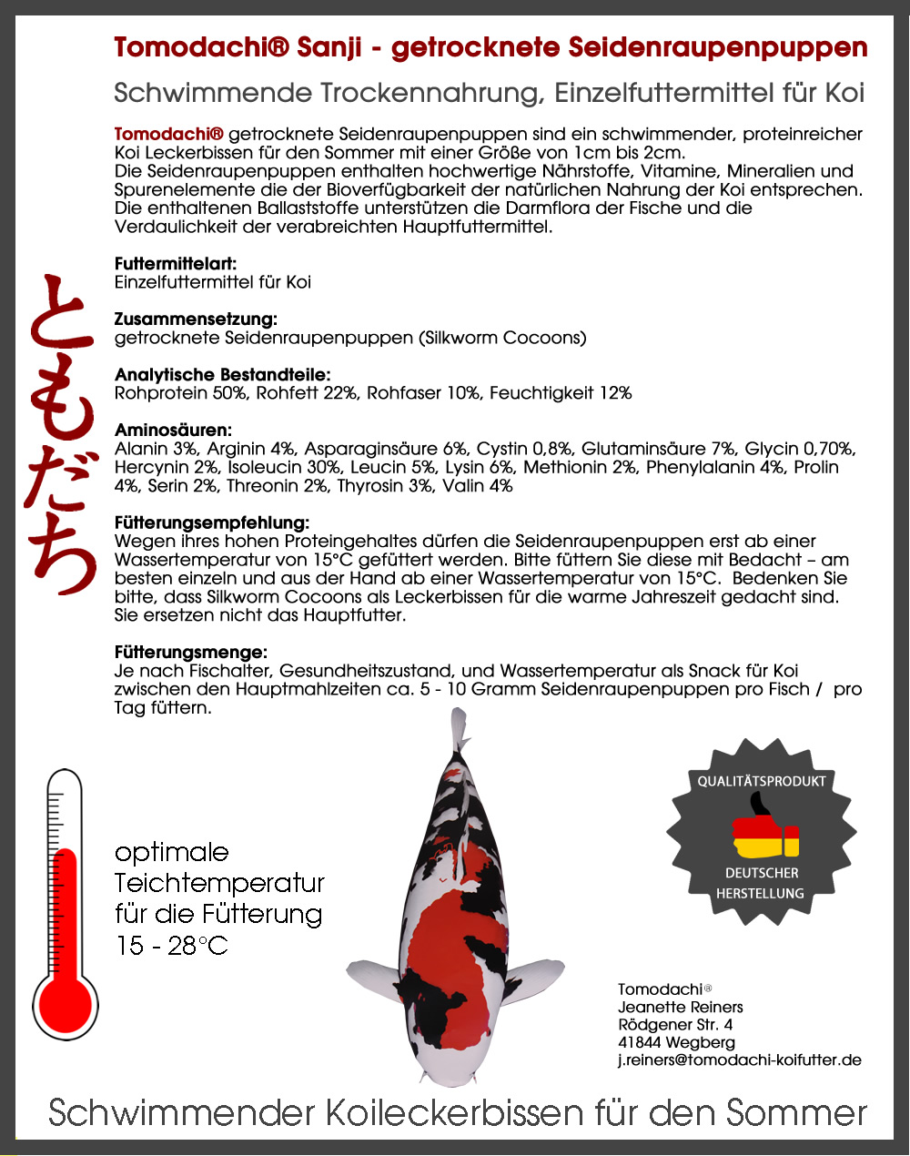 Seidenraupenpuppen für handzahme Koi - Handfütterung der Koi im Sommer, 5L Eimer