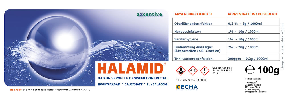 Halamid Desinfektionsmittel zertifizierte Antivirus Desinfektion gegen Viren, Bakterien, Pilze 100g