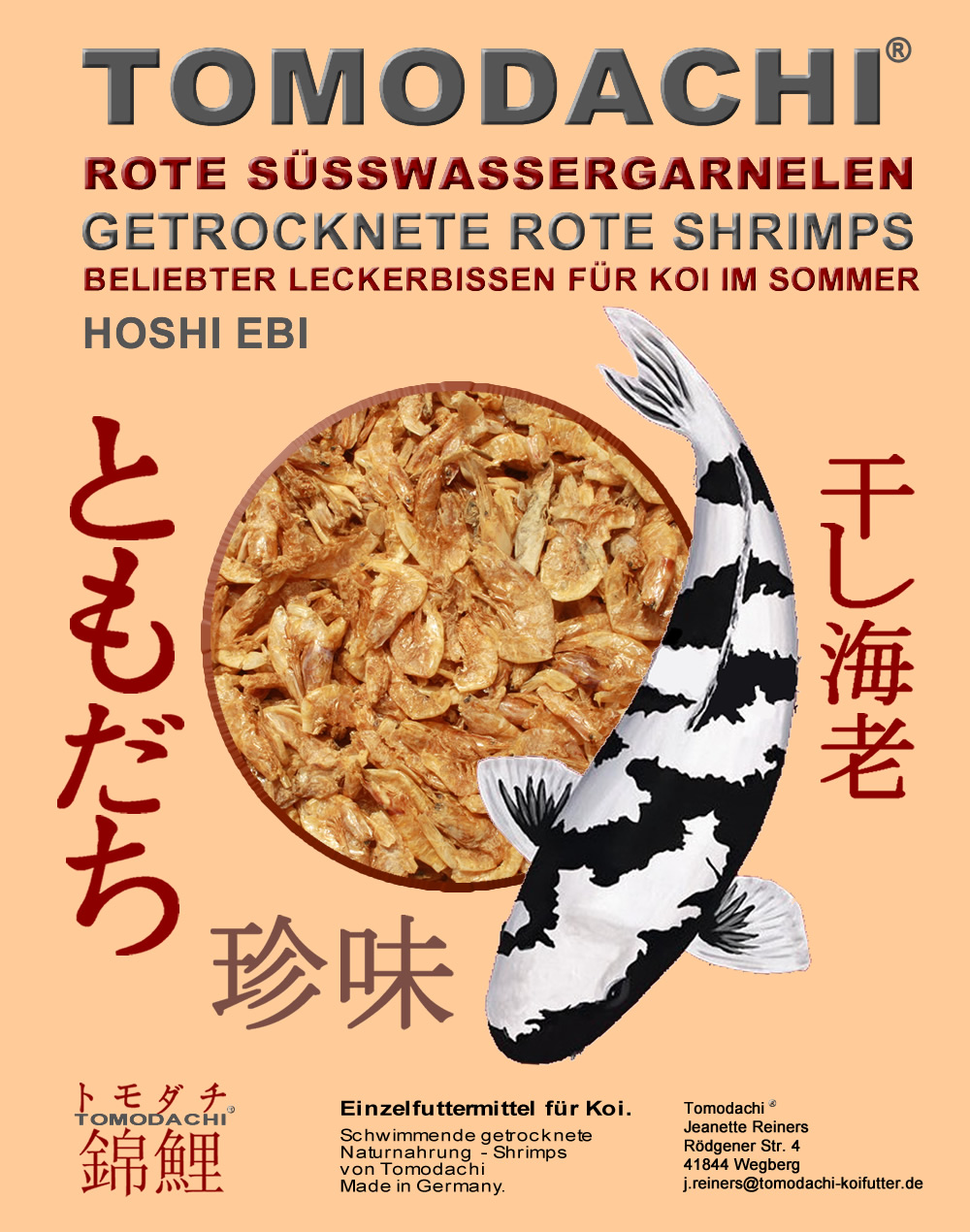 Shrimps, Süßwassergarnelen rot, Sommerfutter für Koi, gesunder Koisnack für  handzahme Koi  5L Eimer