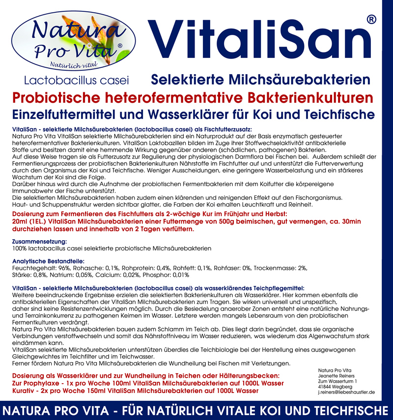 Milchsäurebakterien Koifutter Zusatz antibakteriell Futterverwertung hautklärend darmregulierend 5L