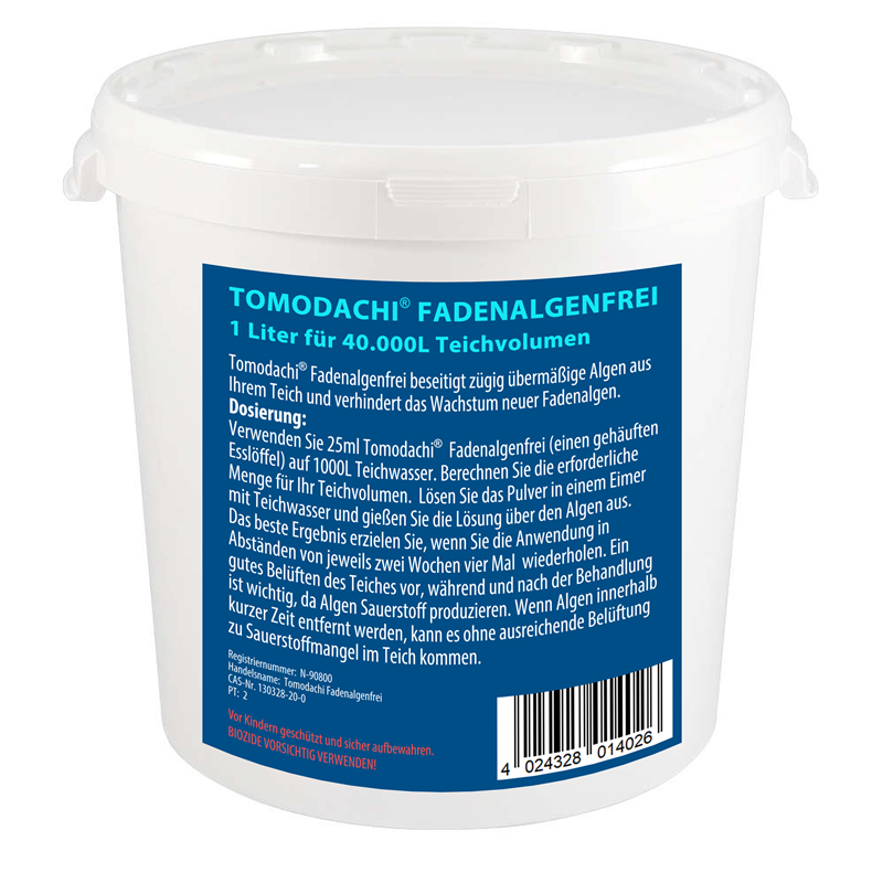Fadenalgenvernichter Tomodachi Fadenalgenfrei  mineralisches Algenpulver 1L für 40m³ Teichwasser