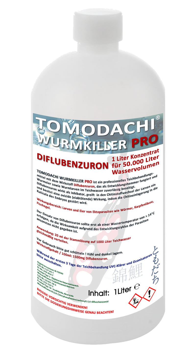 Wurmmittel Anti Karpfenlaus Tomodachi Wurmkiller Pro  Diflubenzuron 1L Konzentrat für 50 m³ Teiche