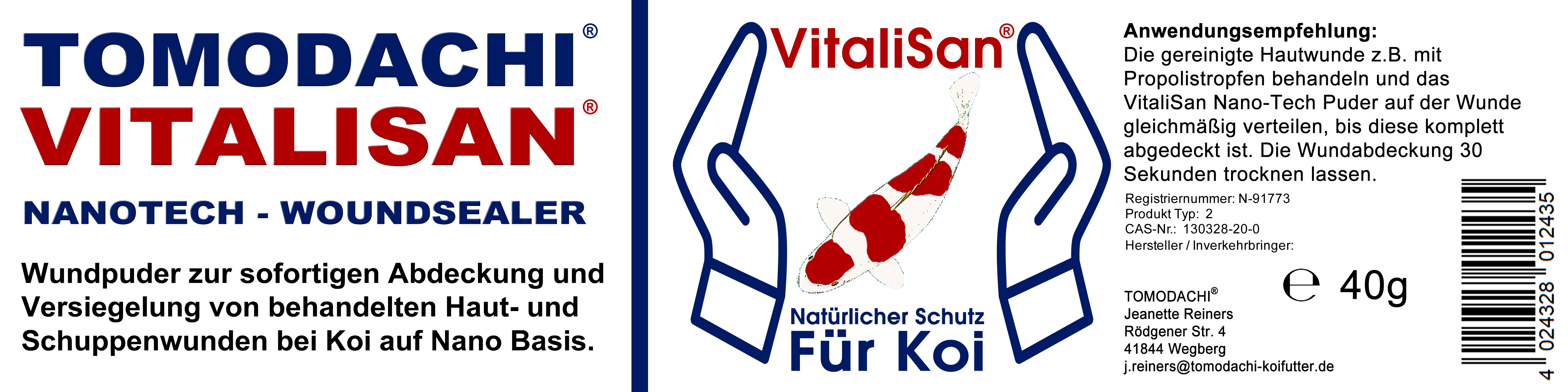 Wasserfeste, antibakterielle Wundversiegelung Koi, Nanotech Wound-Sealer, Tomodachi VitaliSan 40g
