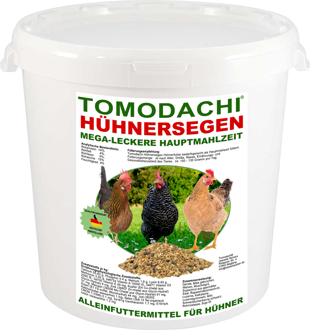 Hühnerfutter, Naturprodukt, Komplettnahrung für Geflügel Tomodachi Hühnersegen 5kg