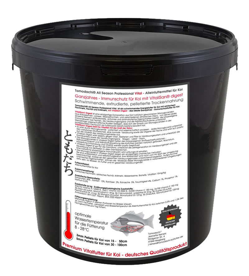 All Season Professional VITAL Gesundheits Koifutter antibakterielles Immunschutzfutter 5mm 5kg Eimer