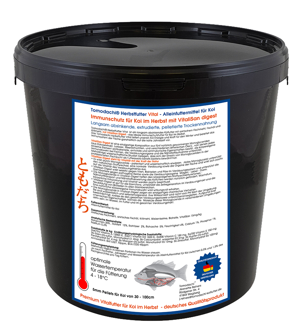 Herbstfutter Koi, sinkendes Gesundheitsfutter für Koi mit Vitalisan Monoglyceriden, Immunschutz 3kg