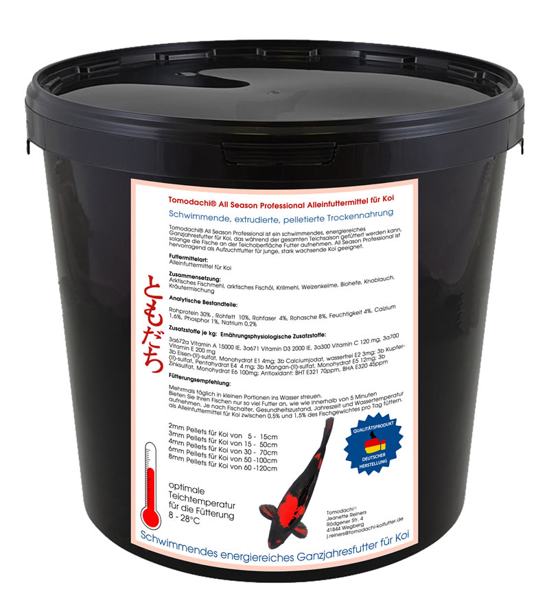 Jumbo Koifutter Wachstumsfutter Koi Mega Wachstum Tomodachi All Season Professional 8mm 5kg Eimer