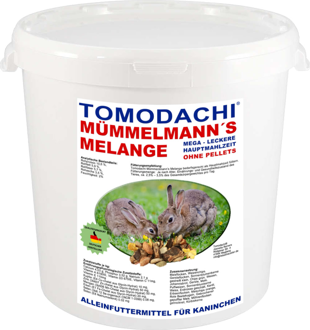 Kaninchenfutter, Hasenfutter pelletfrei - Mümmelmanns Melange 5kg Eimer