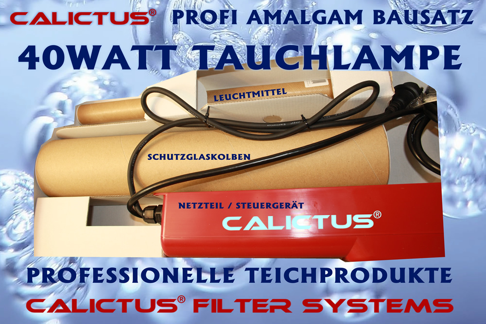Amalgam Tauchlampe (Amalgam statt UVC) 40W  UV Klärer Bausatz für Teiche bis 35m³