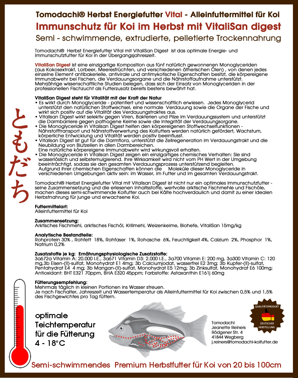 Gesundheitsfutter, Herbstfutter für Koi mit Monoglyceriden, semi-schwimmend, energiereich, Astax 5kg