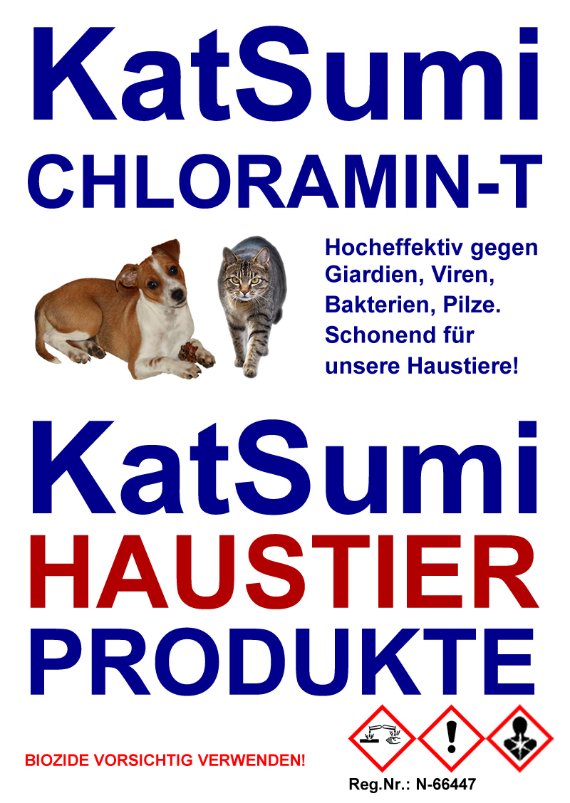 Katsumi Chloramin-T hochwirksame Desinfektion, effektiv gegen Giardien bei Hund + Katze 1kg