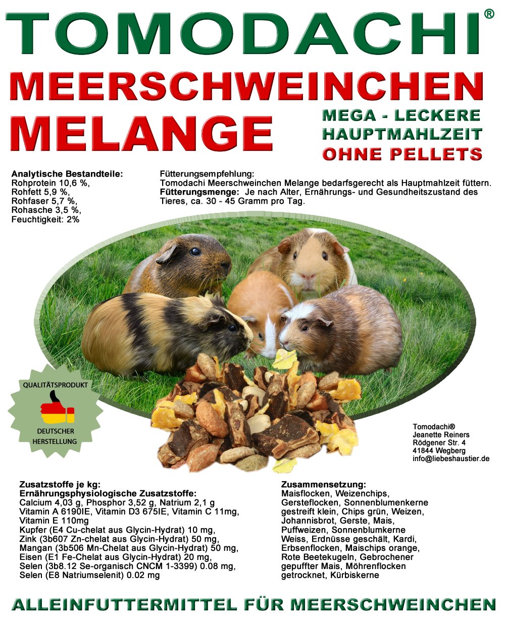 Meerschweinchenfutter, Nagerfutter, Naturfutter pelletfrei, Alleinfutter  kernig, beliebt, 15kg
