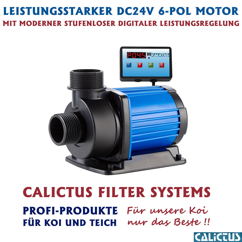 Schwimmteichpumpe Calictus ECO 10.000 Vario, stufenlos regelbar, 24V 85W 10000L/h  6-Pol Motor
