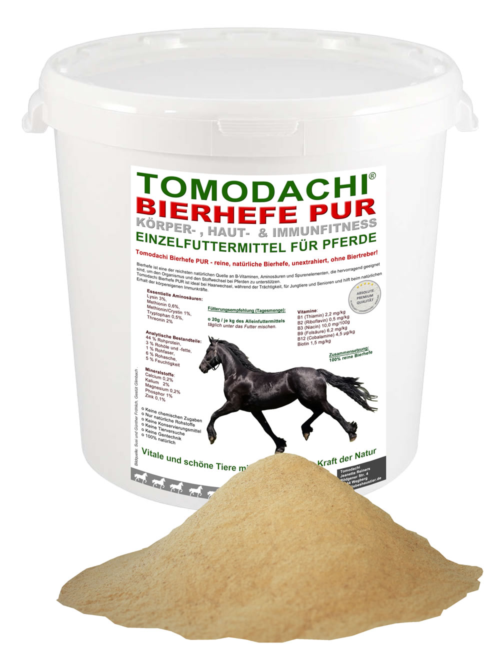 Bierhefe Nahrungsergänzung Pferd, 100% reine Bierhefe Huf, Haut, Haar, Bierhefe pur 5kg