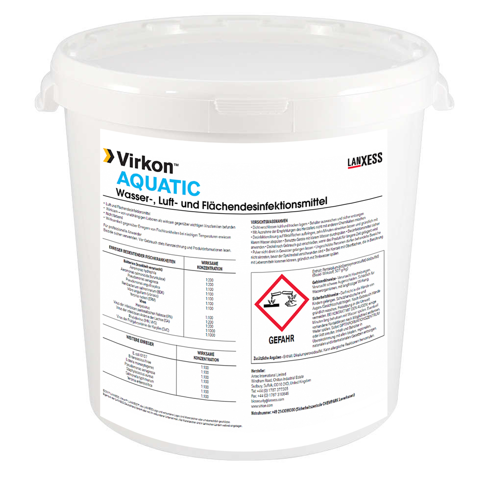 Virkon Aquatic Desinfektion Teichhygiene beseitigt Viren Bakterien Pilze Einzeller im Koiteich 5kg