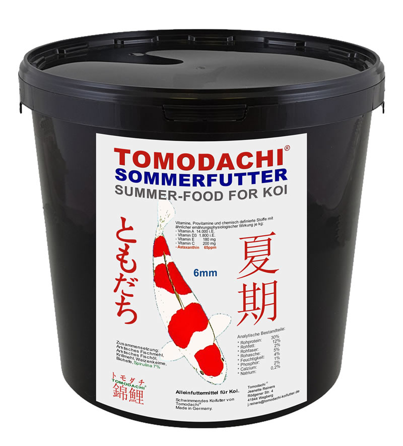 Sommerfutter Koi Schwimmfutter Wachstumsfutter  mit Astax und Spirulina 6mm 5kg Eimer