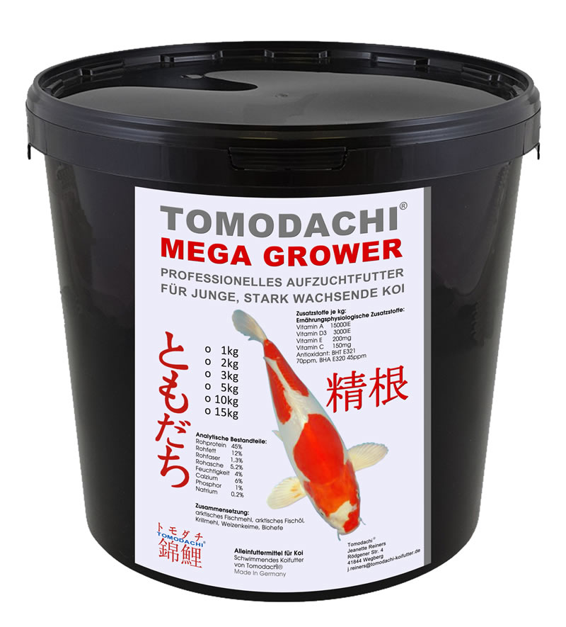 Wachstumsfutter Koifutter Tosai Grower Mega Wachstum Jungkoi Tomodachi Megagrower 2mm 5kg Eimer