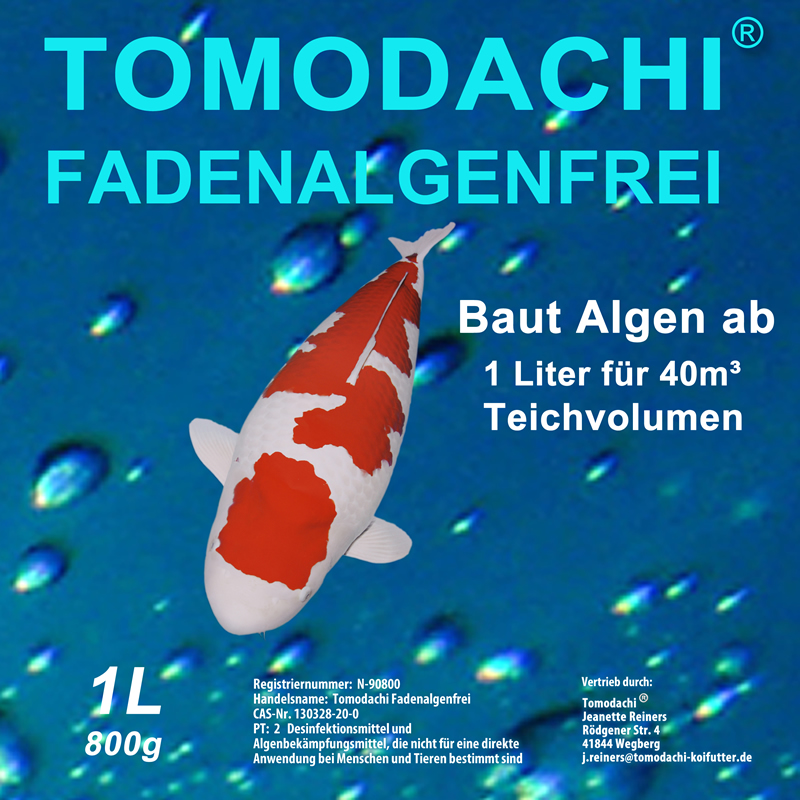 Fadenalgenvernichter Tomodachi Fadenalgenfrei  mineralisches Algenpulver 1L für 40m³ Teichwasser