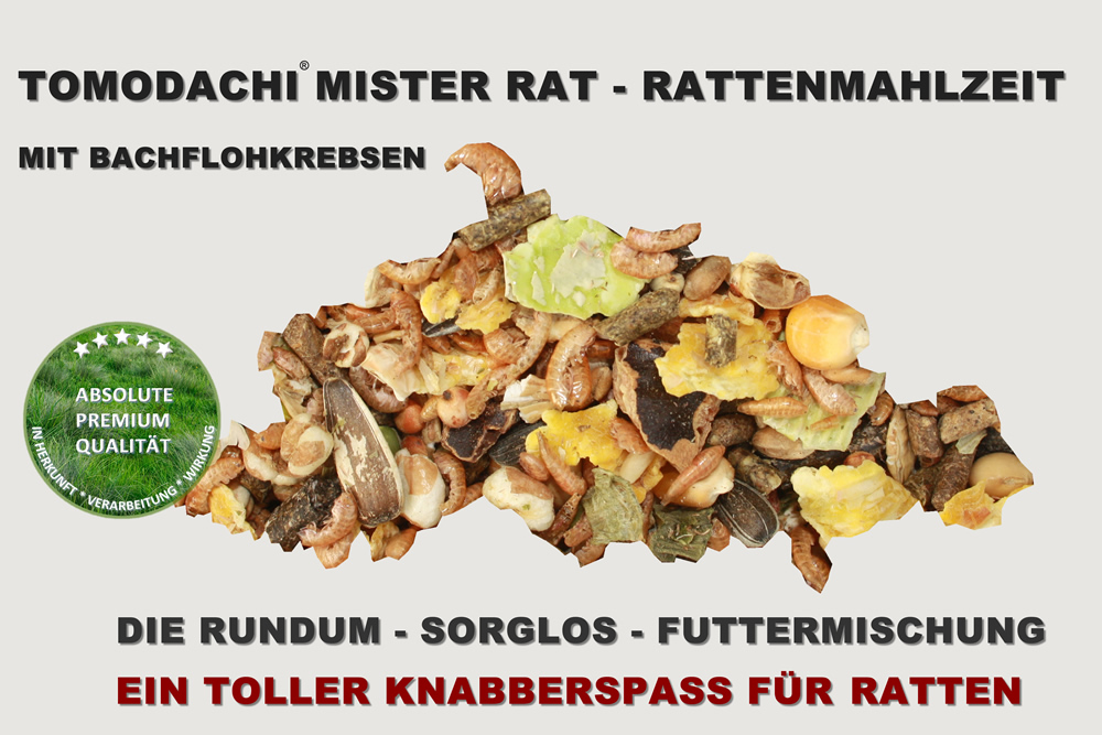 Rattenfutter, Alleinfutter Ratte mit Bachflohkrebsen, Rattenmahlzeit Tomodachi® Mister Rat  3kg