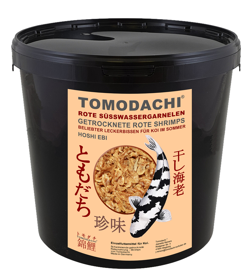 Shrimps, Süßwassergarnelen rot, Sommerfutter für Koi, gesunder Koisnack für  handzahme Koi  5L Eimer